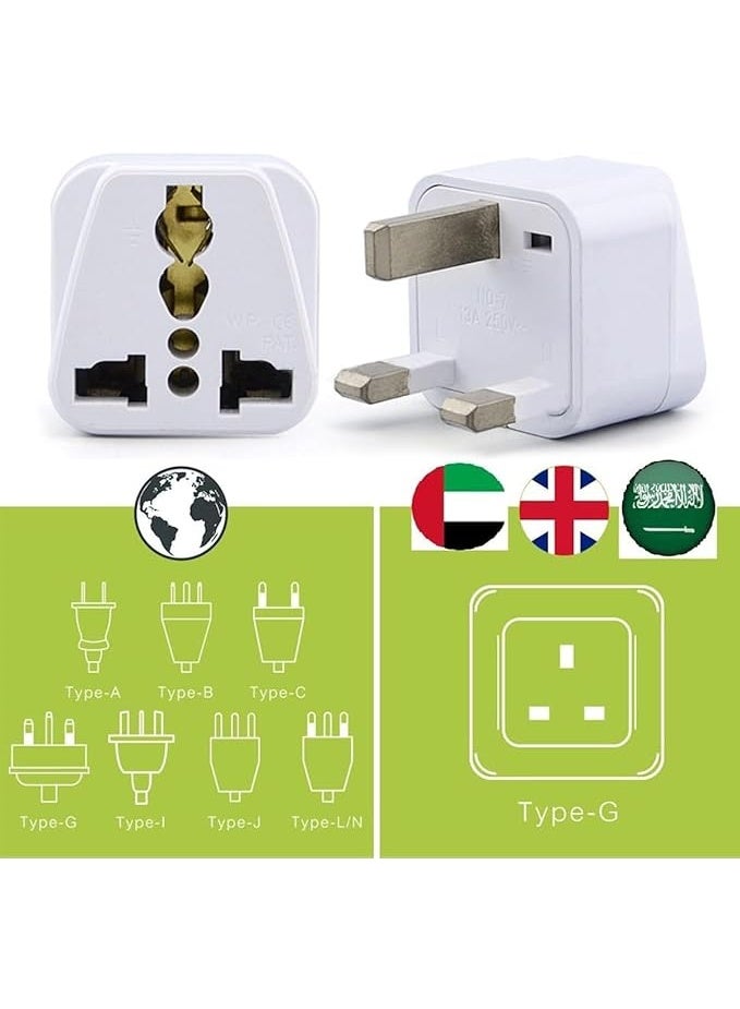 general Travel Adapter [2-Pack] USA/Canada/EU/AU to UAE Dubai UK HK Plug Converter, 3-Pin Travel Adapter Plug, Universal Socket Travel Adaptor Converter for Business Trip Holiday Hotel Airport (White) - Image 3