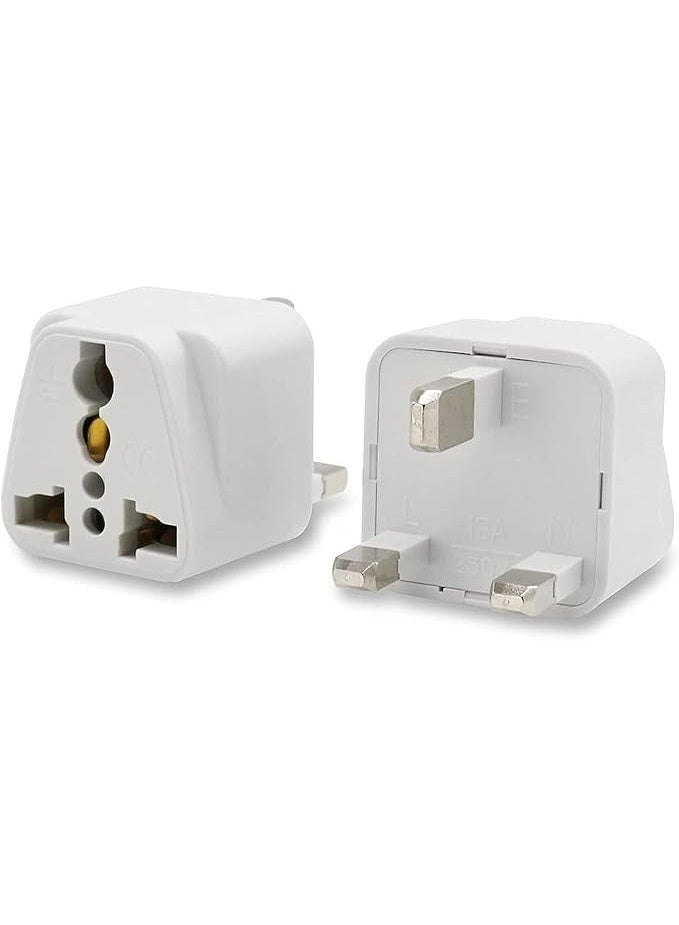 عام محول سفر [عبوة من قطعتين] من الولايات المتحدة الأمريكية/كندا/الاتحاد الأوروبي/أستراليا إلى الإمارات العربية المتحدة ودبي والمملكة المتحدة وهونغ كونغ، محول قابس سفر ثلاثي الأطراف، محول مقبس سفر عالمي لرحلات العمل والعطلات والفنادق والمطارات (أبيض) - Image 1