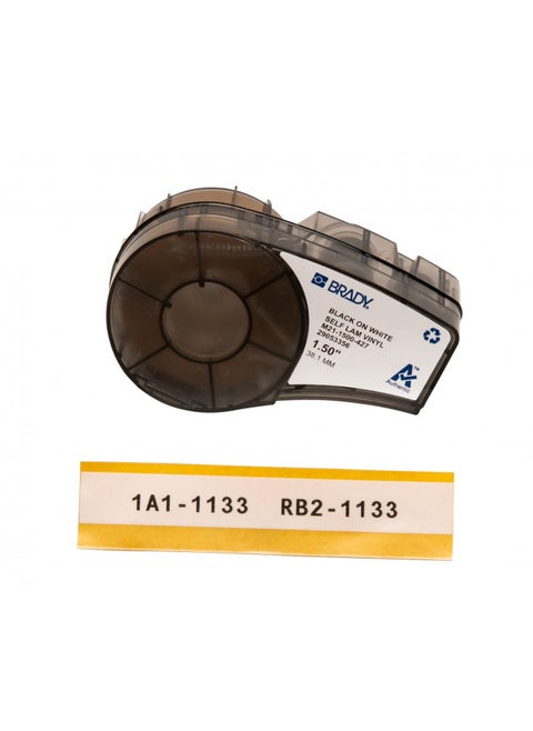 Brady Authentic (M21-1500-427) Self-Laminating Wire Wrap for Control and Electrical Panels, Datacom Cables, Black on White- For M210, M210-LAB, M211, BMP21-PLUS and BMP21-LAB Printers, 1.5" W 14' L