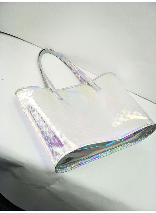 Direct Sales Customizable LOGO Beach Transparent Laser Fish Pattern TPU Women's Handbag-Color:Fish Scales