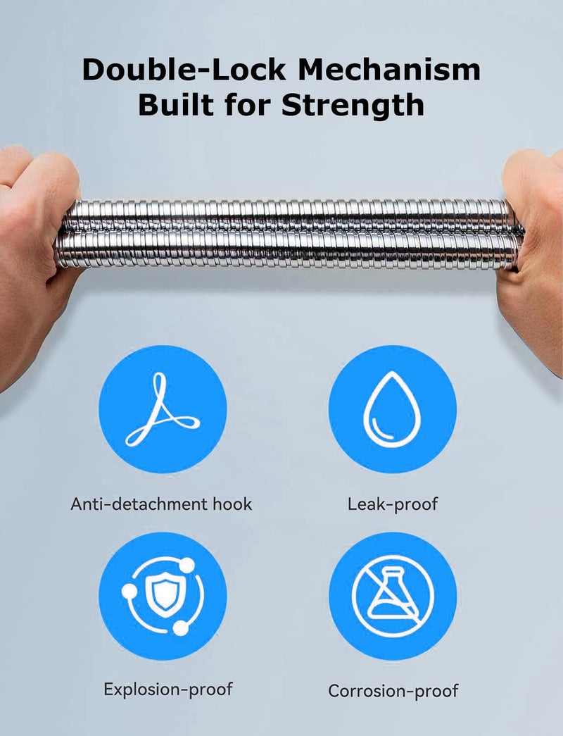 Acetap 304 Stainless Steel Chrome-Finished Flexible Shower Hose Pipe – 1 Meter (4 Piece) for Hand Shower, Health Faucet, and Jet Spray - Image 4