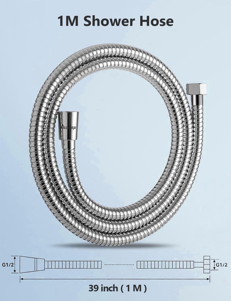 Acetap 304 Stainless Steel Chrome-Finished Flexible Shower Hose Pipe – 1 Meter (4 Piece) for Hand Shower, Health Faucet, and Jet Spray - Image 2