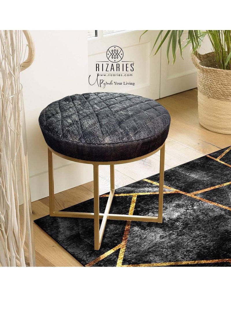 RIZARIES Black Grey Mosaic Centerpiece Rug, Fabric, Rectangle - Image 4