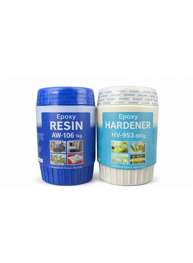 Epoxy Adhesive Resin & Hardener Combo | Compatible with Araldite AW-106 (1kg) + HV-953 (800g) | Industrial Grade Two Component Epoxy for Granite, Marble, Metal, Wood & Construction - Image 2