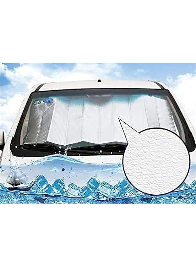 Folding Front Car Sunshade, Universal Car Moon and Sun Protector with 2 Suction Cups and 2 Straps (140 x 70 cm) - Image 2