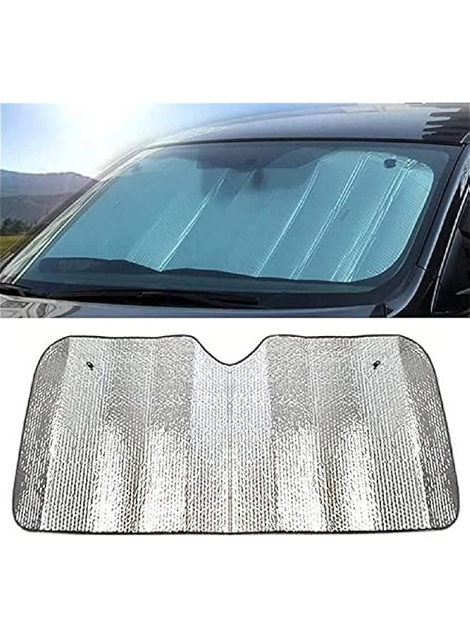 Folding Front Car Sunshade, Universal Car Moon and Sun Protector with 2 Suction Cups and 2 Straps (140 x 70 cm) - Image 3