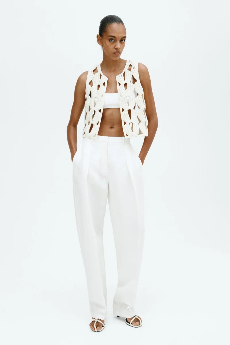 اتش اند ام صدرية محبوكة بمظهر كروشيه