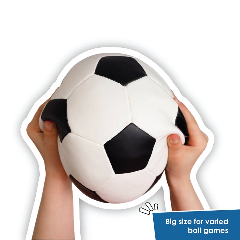 alldoro Softball 18cm Black White Soccer Design | 190g Lightweight | PVC with Polyester Filling | Safe Ball for Kids Age 0+ Indoor Outdoor - Image 3