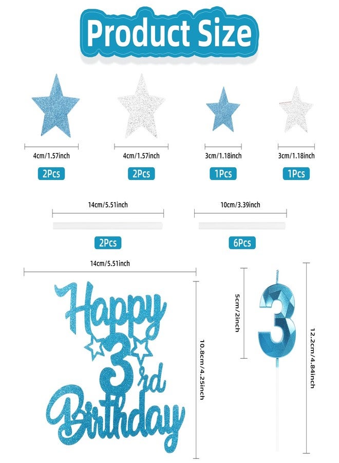iNINGER 15th Birthday Candles & Toppers - Blue Number 15 Candle, Star Cake Toppers for Boys & Girls 15th Birthday & Wedding Anniversary - Image 2