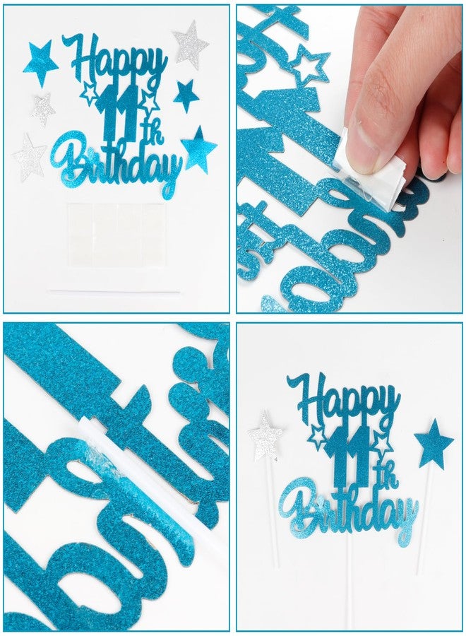 iNINGER 15th Birthday Candles & Toppers - Blue Number 15 Candle, Star Cake Toppers for Boys & Girls 15th Birthday & Wedding Anniversary - Image 3