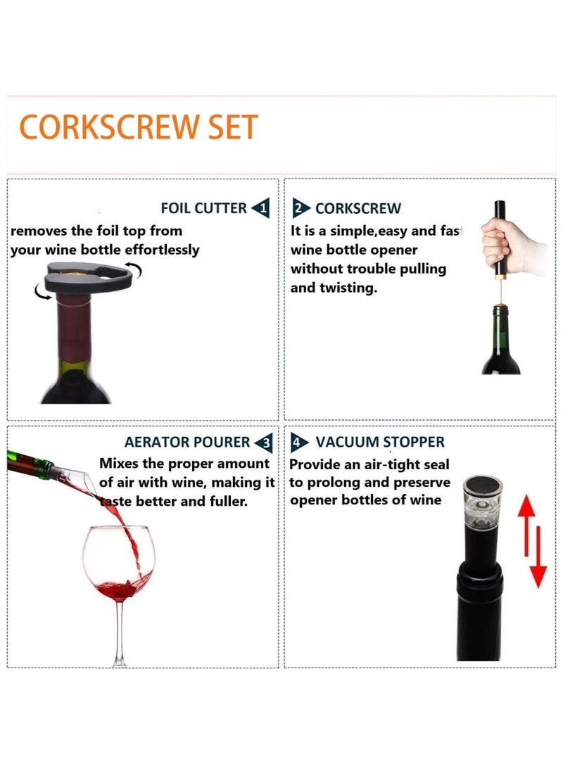 SYOSI - w i n e Opener Air Pressure Pump Opener Set, Include Air Pressure Pump Bottle Opener With Foil Cutter, Aerator Pourer, Vacuum Stopper Efficient Corkscrew Bottle Opener, Great For w i n e Lovers - Image 1