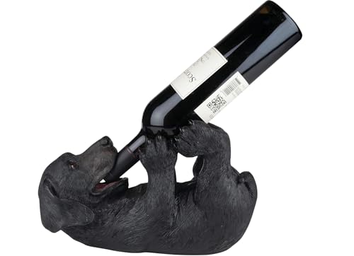 True Lucky Lab Tabletop Wine Bottle Holder Countertop Centerpiece Labrador Kitchen Decor for Dog Lovers Barware Accessory Black - Image 1