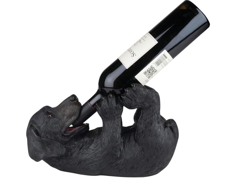 True Lucky Lab Tabletop Wine Bottle Holder Countertop Centerpiece Labrador Kitchen Decor for Dog Lovers Barware Accessory Black - Image 3