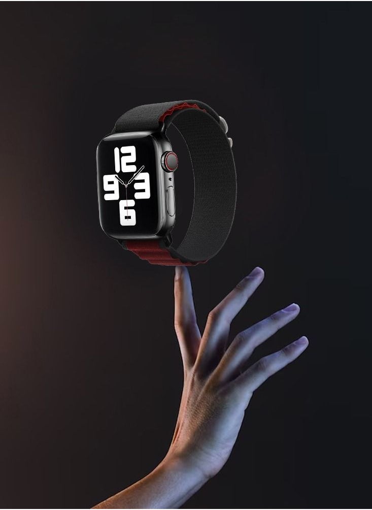 CATANES Apple Watch Band Alpine Loop Band 38mm 40mm 41mm Women Men Adjustable with Metal G-Hook Strap for iWatch Series 7/SE/6/5/4/3/2/1 Black Red  - Image 4