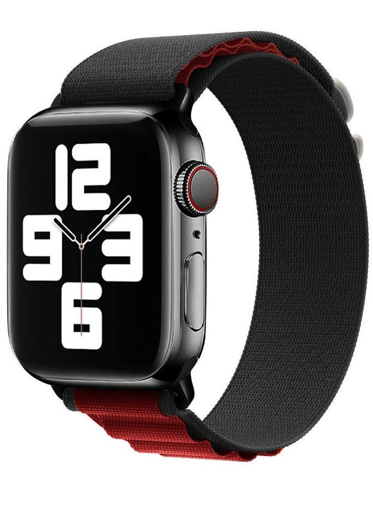 CATANES Apple Watch Band Alpine Loop Band 38mm 40mm 41mm Women Men Adjustable with Metal G-Hook Strap for iWatch Series 7/SE/6/5/4/3/2/1 Black Red  - Image 1