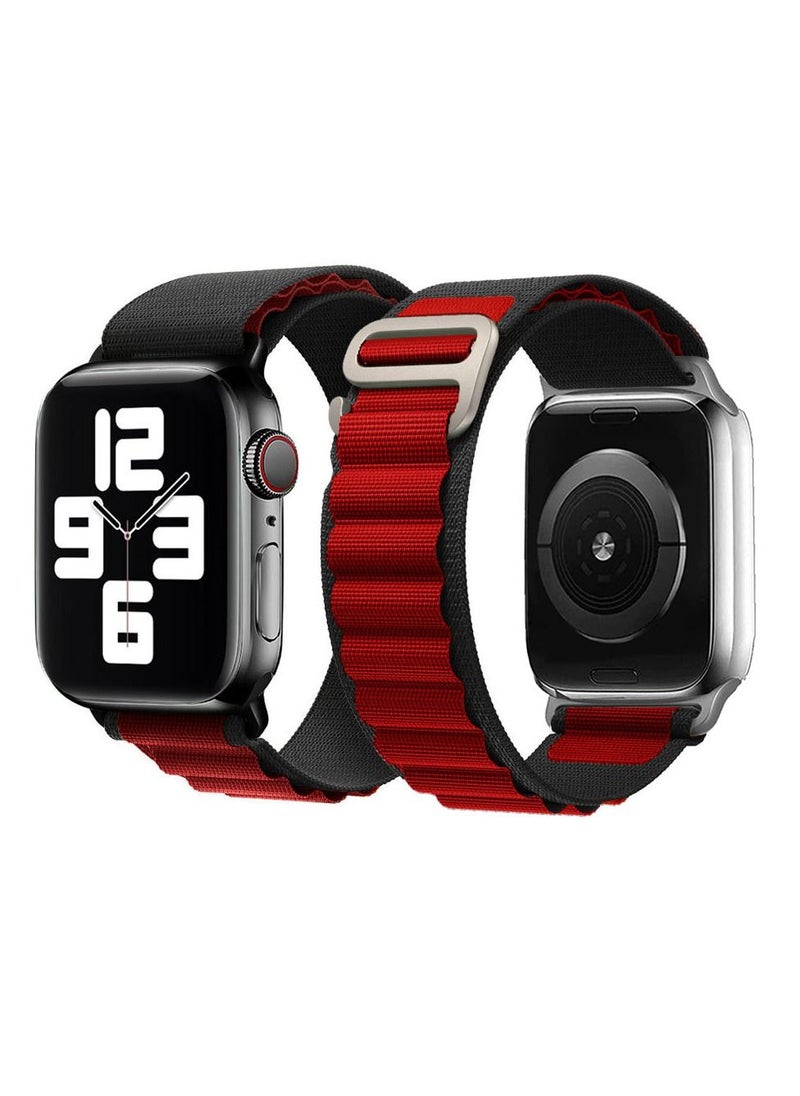 CATANES Apple Watch Band Alpine Loop Band 38mm 40mm 41mm Women Men Adjustable with Metal G-Hook Strap for iWatch Series 7/SE/6/5/4/3/2/1 Black Red  - Image 2