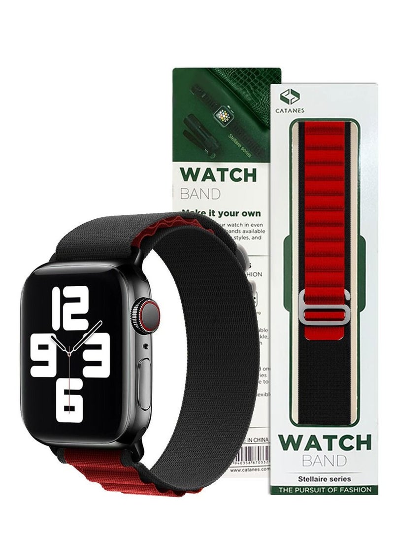 CATANES Apple Watch Band Alpine Loop Band 38mm 40mm 41mm Women Men Adjustable with Metal G-Hook Strap for iWatch Series 7/SE/6/5/4/3/2/1 Black Red  - Image 5