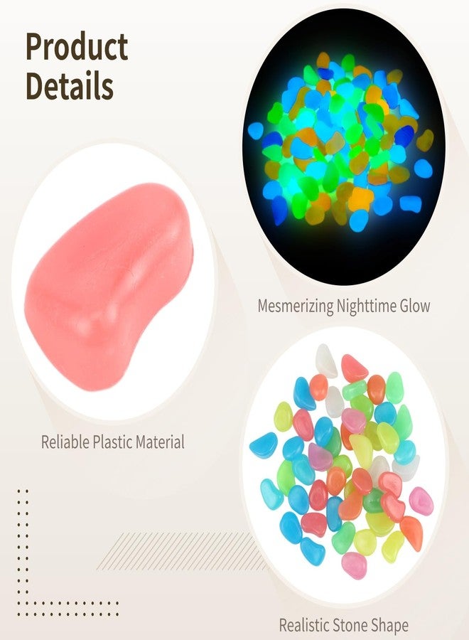 DORMIYA 750 Pcs Glow in The Dark Rocks, 1.1 in Garden Pebbles, Decorative Aquarium Gravel, Safe Plastic Luminous Stones for Fish Tank, Garden, Plant, DIY Decoration - Image 4