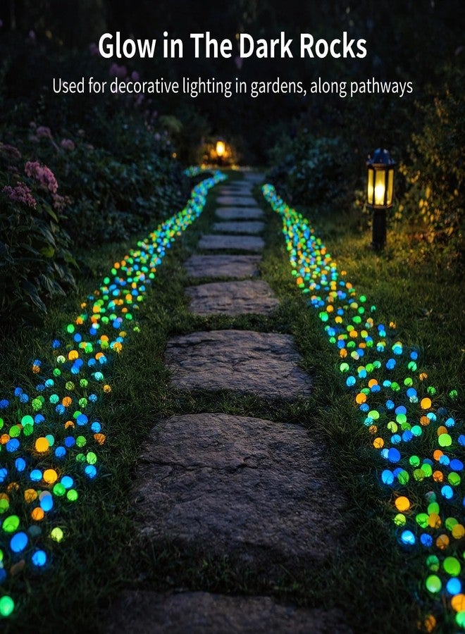 DORMIYA 750 Pcs Glow in The Dark Rocks, 1.1 in Garden Pebbles, Decorative Aquarium Gravel, Safe Plastic Luminous Stones for Fish Tank, Garden, Plant, DIY Decoration - Image 2