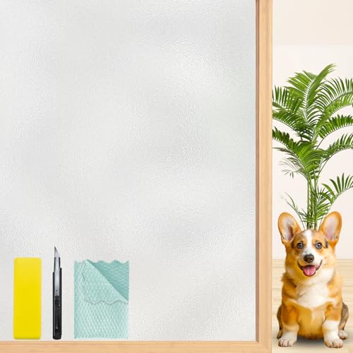 Niviy Etched Privacy Window Film Frosted Glass Static Cling Non Adhesive Window Frosting Film for Bathroom Home Office White 177 x 118 inch