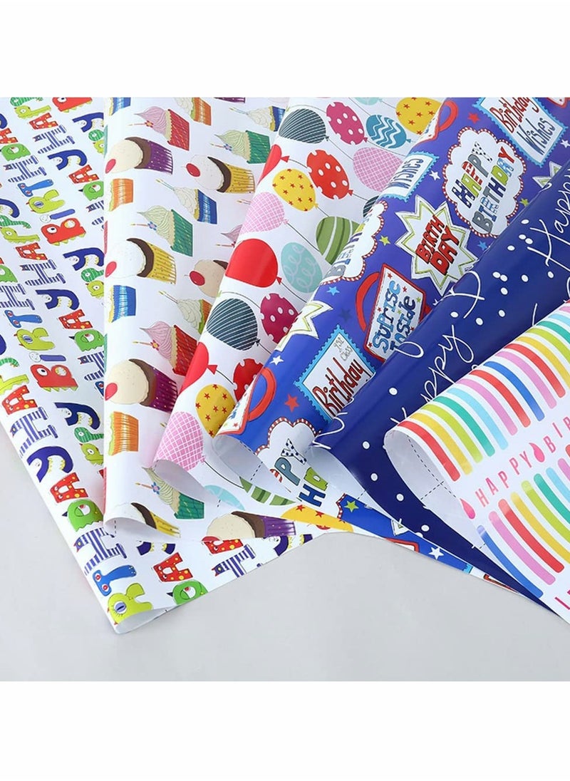 KASTWAVE Gift Wrapping Paper, Birthday Wrapping Paper for Kids, Gift Wrap Set for Birthday, Bridal Baby Shower, Weddings, Graduations, Women, Men, Boy, Girl, All Occasion (Blue)  - Image 4