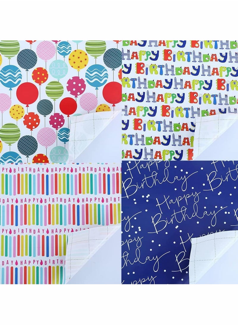 KASTWAVE Gift Wrapping Paper, Birthday Wrapping Paper for Kids, Gift Wrap Set for Birthday, Bridal Baby Shower, Weddings, Graduations, Women, Men, Boy, Girl, All Occasion (Blue)  - Image 5