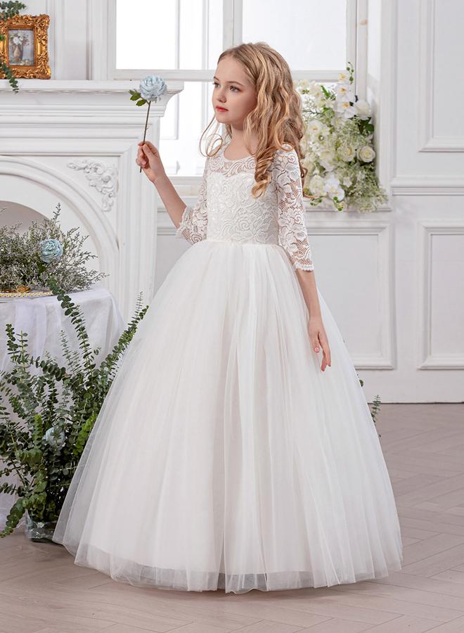 Take Two White All Lace V-Back Dress - Image 3