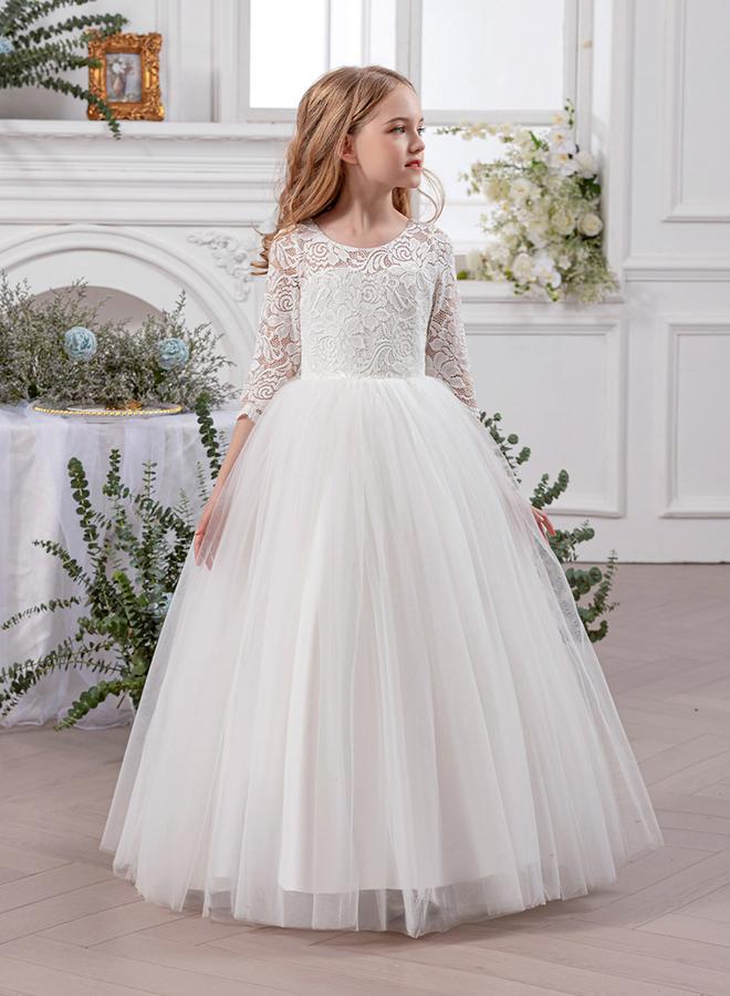 Take Two White All Lace V-Back Dress - Image 4