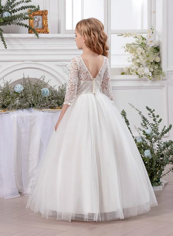 Take Two White All Lace V-Back Dress