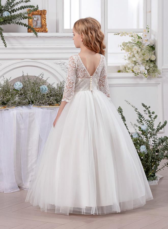 Take Two White All Lace V-Back Dress - Image 2