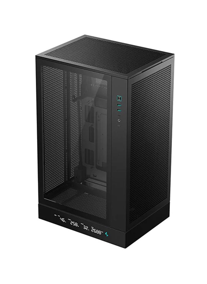 DEEPCOOL CH270 Digital High Airflow Vertical Micro-ATX Compact PC Case, Tempered Glass, Digital System Monitor Display, Support for Micro-ATX & Mini-ITX, 4 Expansion Slots, USB 3.2 Gen2 Type-C, Multiple Fan & Radiator Support (Up to 360mm), High Airflow Mesh Design, Black | R-CH270-BKNDM0-G-1  - Image 1