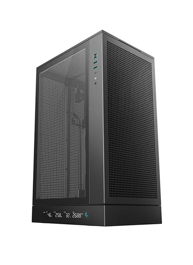 DEEPCOOL CH270 Digital High Airflow Vertical Micro-ATX Compact PC Case, Tempered Glass, Digital System Monitor Display, Support for Micro-ATX & Mini-ITX, 4 Expansion Slots, USB 3.2 Gen2 Type-C, Multiple Fan & Radiator Support (Up to 360mm), High Airflow Mesh Design, Black | R-CH270-BKNDM0-G-1  - Image 2