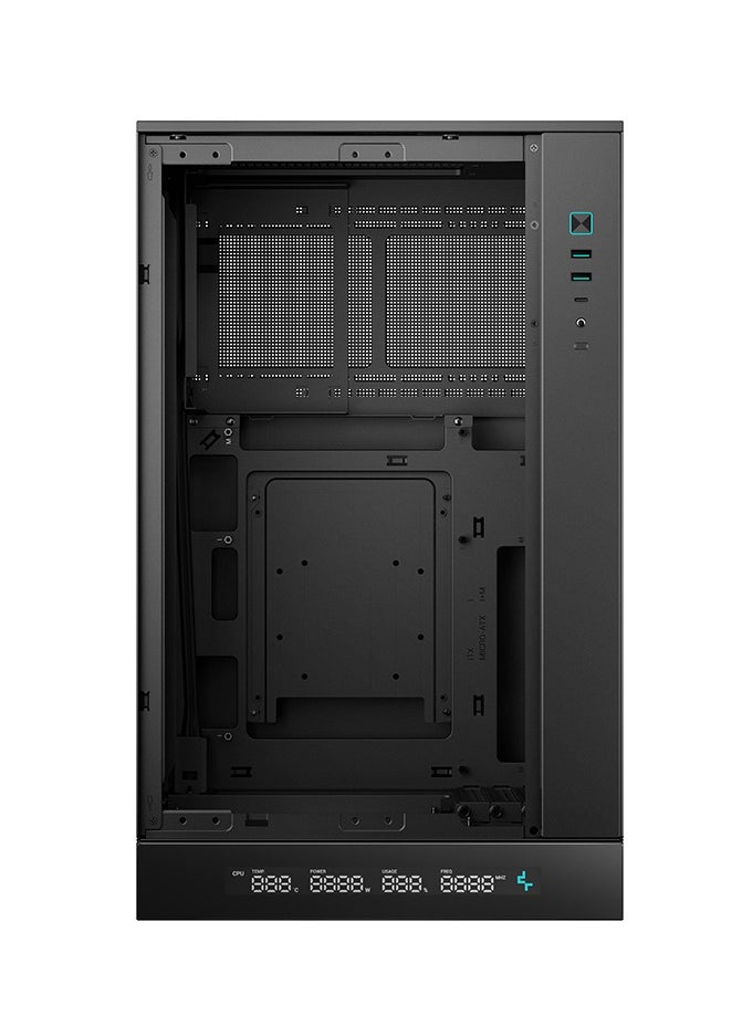 DEEPCOOL CH270 Digital High Airflow Vertical Micro-ATX Compact PC Case, Tempered Glass, Digital System Monitor Display, Support for Micro-ATX & Mini-ITX, 4 Expansion Slots, USB 3.2 Gen2 Type-C, Multiple Fan & Radiator Support (Up to 360mm), High Airflow Mesh Design, Black | R-CH270-BKNDM0-G-1  - Image 5