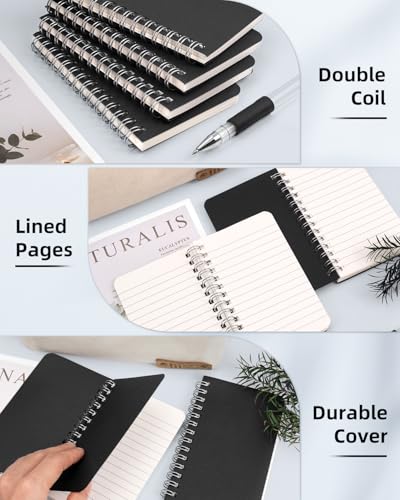 Dynta Spiral Notebooks Memo Pads 3x5 Bulk, 60 Packs Small Pocket Notebooks, Mini Notepads Black Cardboard Cover for Note-Taking, Writing, Office, School, Work, College (60 Sheets/120 Pages) - Image 3