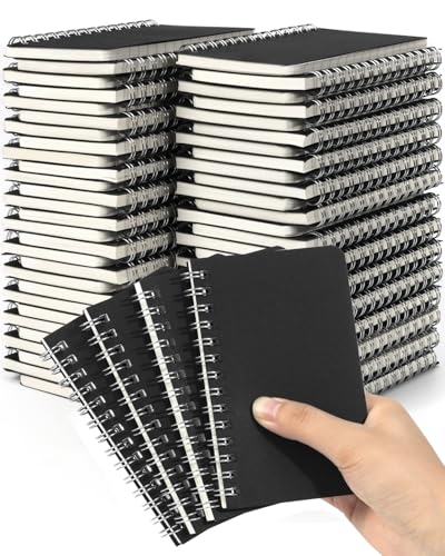 Dynta Spiral Notebooks Memo Pads 3x5 Bulk, 60 Packs Small Pocket Notebooks, Mini Notepads Black Cardboard Cover for Note-Taking, Writing, Office, School, Work, College (60 Sheets/120 Pages) - Image 1