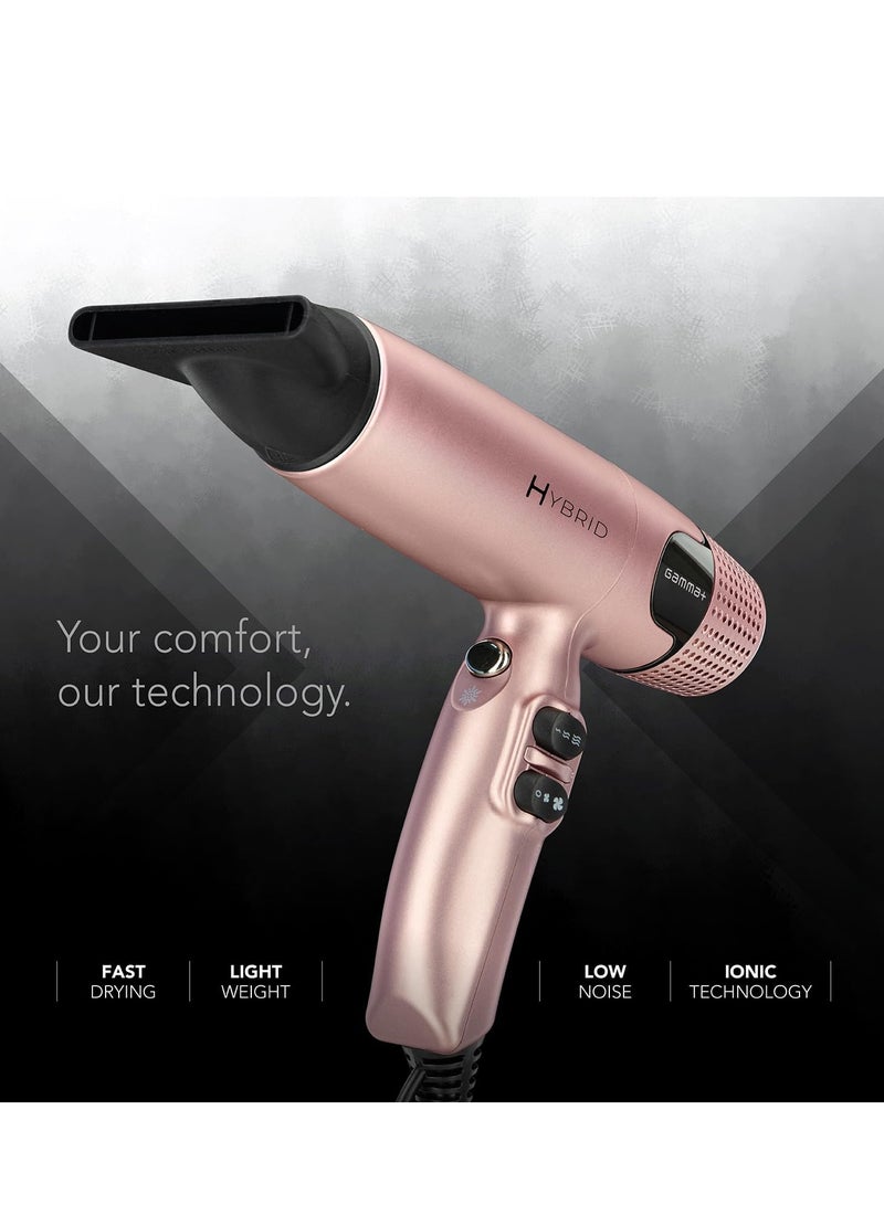 جاما+ مجفف الشعر الاحترافي الهجين GAMMA+ GAMMA+ خفيف الوزن، وتقنية أيونية، وضوضاء منخفضة مع فوهتين وناشر - Image 2