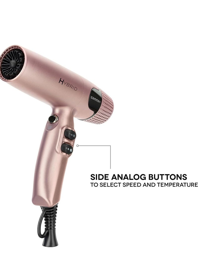 جاما+ مجفف الشعر الاحترافي الهجين GAMMA+ GAMMA+ خفيف الوزن، وتقنية أيونية، وضوضاء منخفضة مع فوهتين وناشر - Image 3