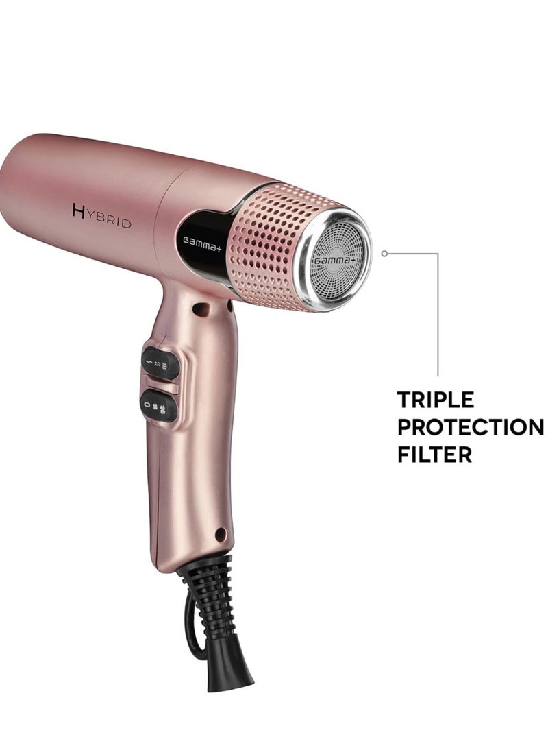 جاما+ مجفف الشعر الاحترافي الهجين GAMMA+ GAMMA+ خفيف الوزن، وتقنية أيونية، وضوضاء منخفضة مع فوهتين وناشر - Image 5