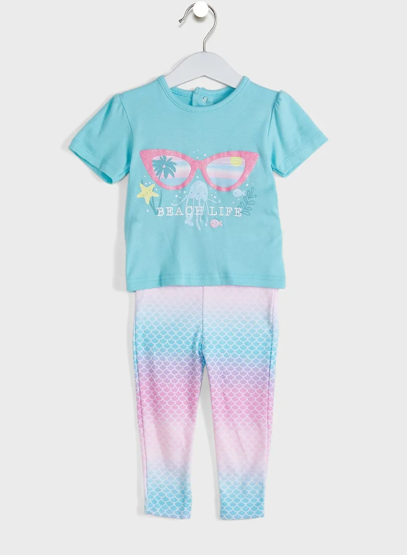 lily and jack Infant Printed Top & Legging Set