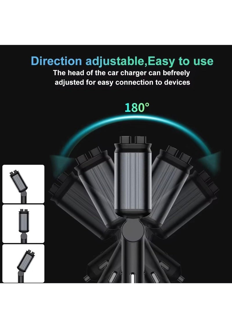 SMARTX 4 in 1 Retractable Starry Stars Proof Car Charger, Retractable Car Charger with Star Projector & LED, Fast Car Charging Phone, Retractable Car Phone Charger with Retractable Cables for Phone - Image 3