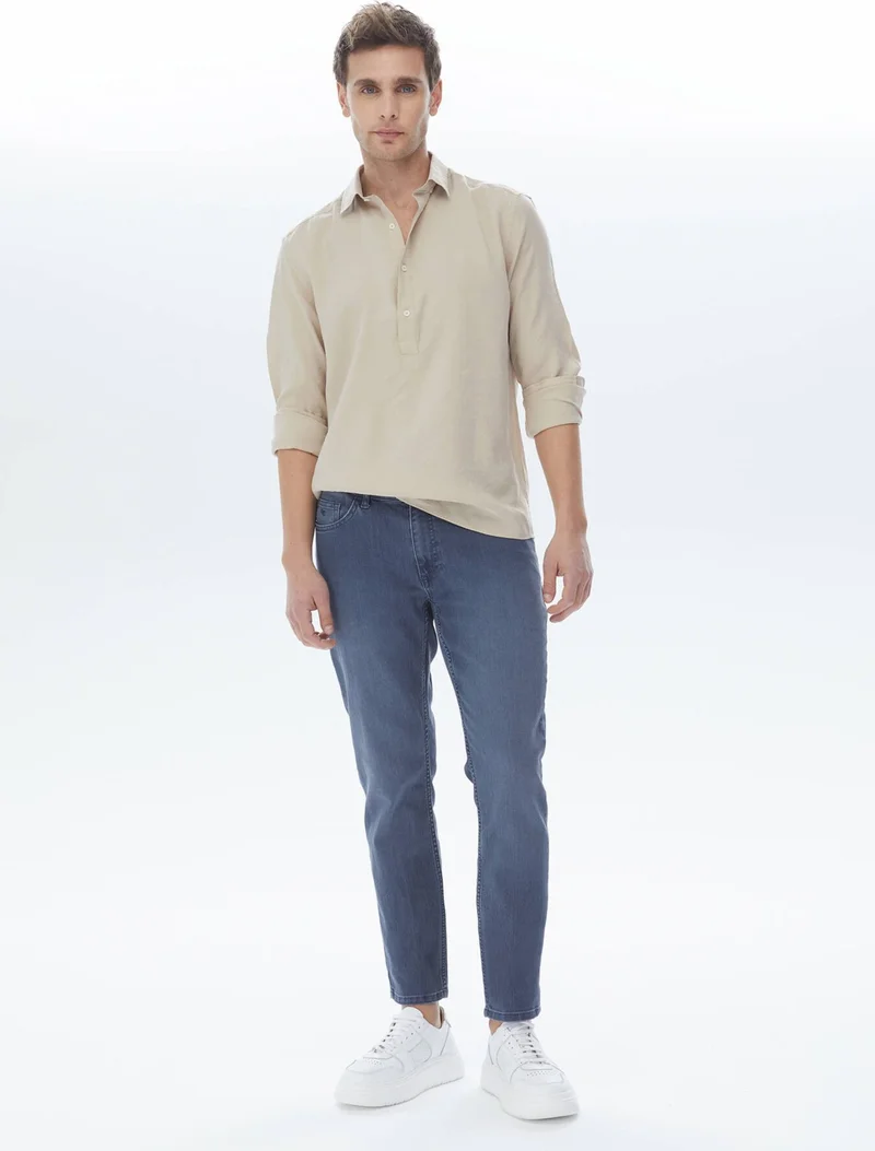 Kip Mode Light Mink Regular Fit Woven Casual Shirt
