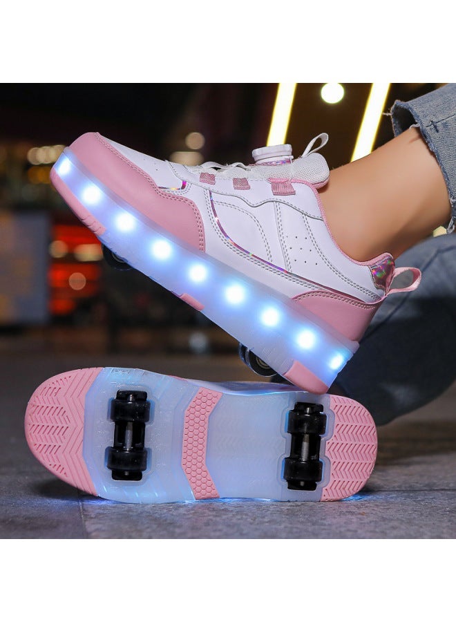 حذاء تزلج بعجلات 4 للصغار - حذاء رياضي بإضاءة LED قابل لإعادة الشحن - Image 2