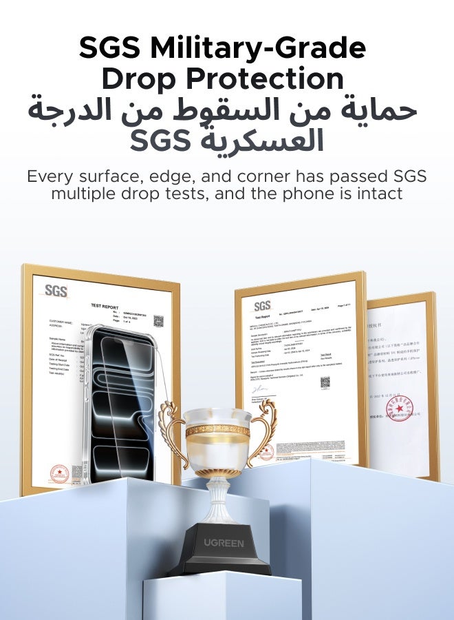 يو جرين كفر وحماية شاشة iPhone 17 Pro Max/18 Pro Max، واحد غطاء شفاف آيفون 18 برو ماكس /17 برو ماكس مع 4 وسائد هوائية L-Arc،  واقي شاشة شفاف*2، حماية خفيفة ومقاومة للصدمات، حماية كاملة للشاشة والكاميرا - Image 2