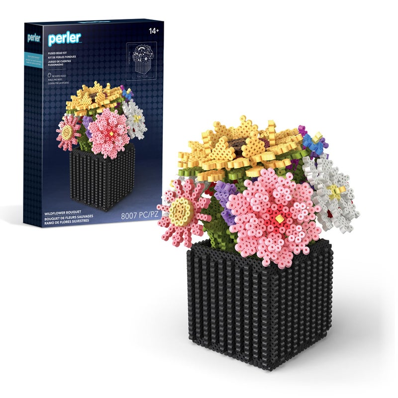 Perler 8057239 Wildflower Bouquet 3D Fused Bead Craft Activity Kit Multicolor 8007 Pieces