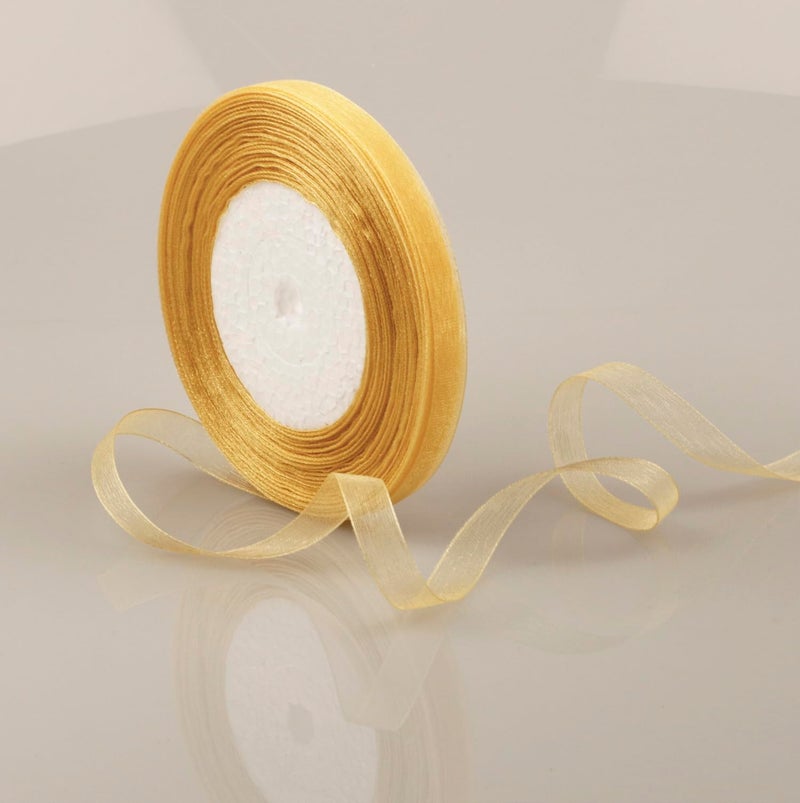 BEAUTOPE 38 Inch 50 Yards Sheer Organza Ribbon Chiffon Ribbon for Gift Wrapping Birthday Wedding Bouquet Crafts Gold - Image 3