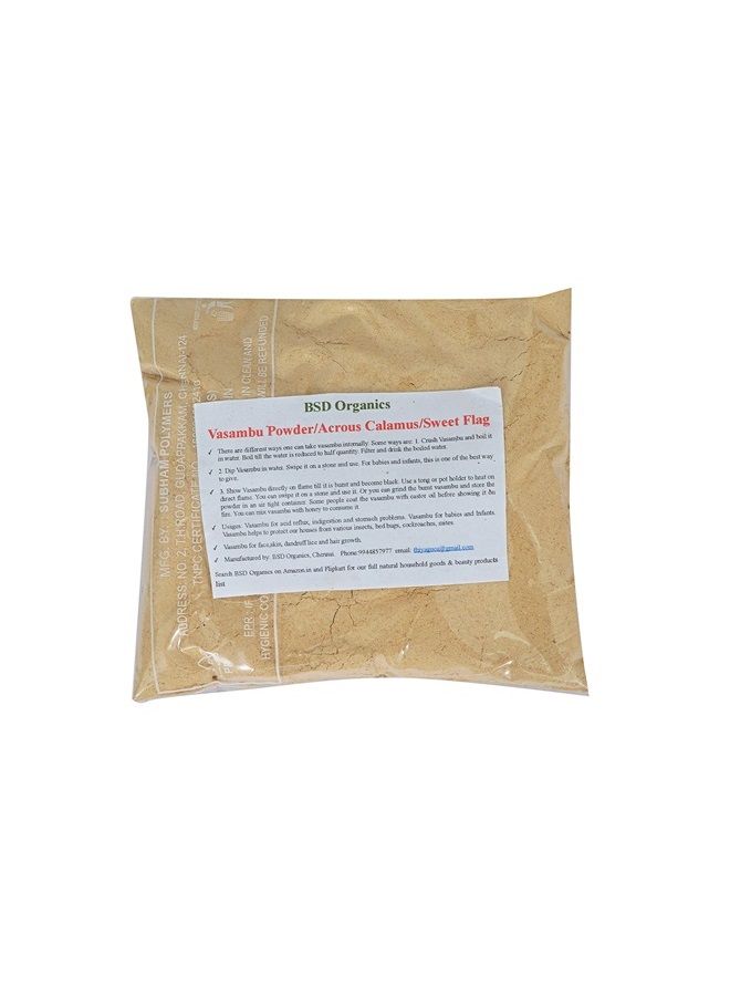 BSD Organics Vasambu Powder / Acrous Calamus / Sweet Flag Scalp Treatment / Chillness to Body, 100 Grams / 3.5 Ounce