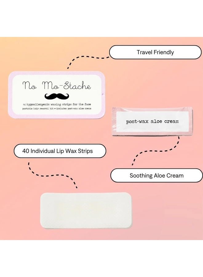 No mo-stache Wax Strips for Lip and Face - Hair Removal Kit - 40 Travel Friendly Individual Use Strips - Vegan - Paraben Free - Safe for All Skin Types - For Women - Shark Tank Product - Image 4