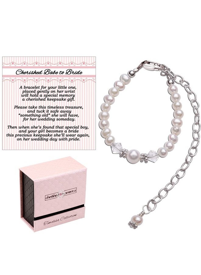 Cherished Moments - Cherished Babe to Bride Keepsake Bracelet in Sterling Silver and Cultured Pearls for Baby Girl - Image 1