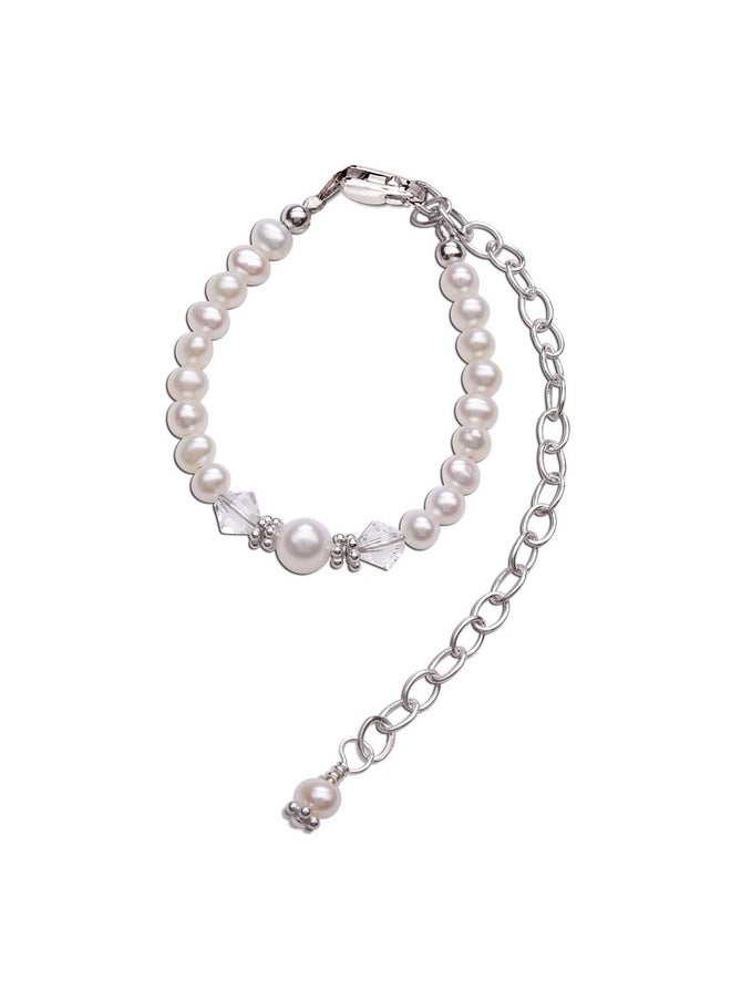Cherished Moments - Cherished Babe to Bride Keepsake Bracelet in Sterling Silver and Cultured Pearls for Baby Girl - Image 1