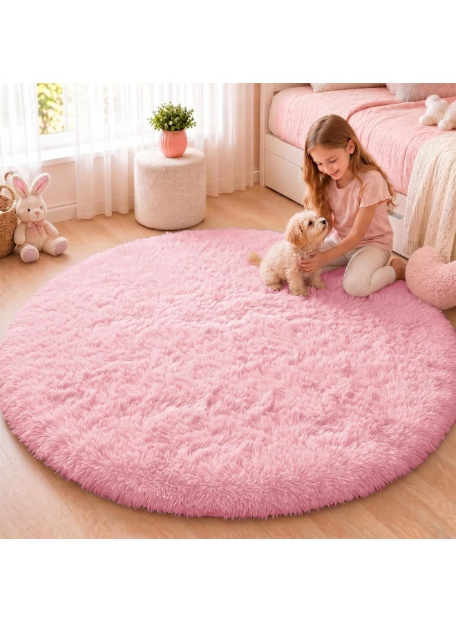 Round Fluffy Area Rug Soft Plush Carpet Machine Washable Non Slip Rug for Bedroom Living Room Nursery Kids Room Home Decoration Floor Mat - Image 1